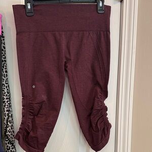 Lululemon Maroon Ruched Capri Leggings